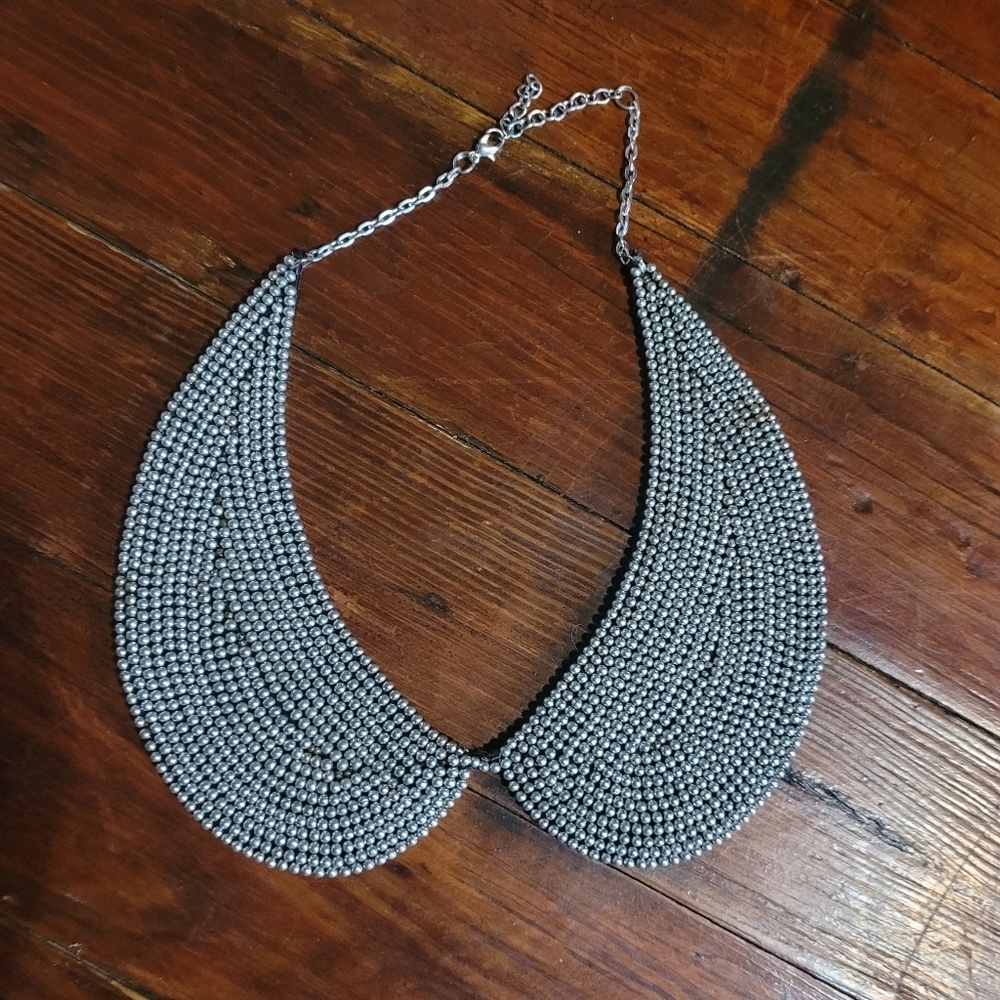 Beaded vintage collar necklace with felt backing
